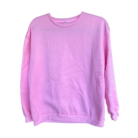 MakeMeChic Tops - Light Pink Crew Sweatshirt